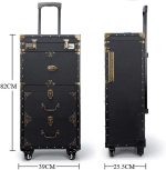 ASCASE Rolling Lockable Makeup Train Case Hairdressing Trolley Stylist Beauty Salon Cosmetic Luggage Travel Organizer Tool Box with Hair Dryer Holder - Image 6